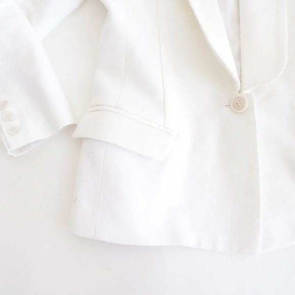Smythe Les Vest White 33% Linen Single Button Closure Fitted Blazer 4 - Picture 8 of 13